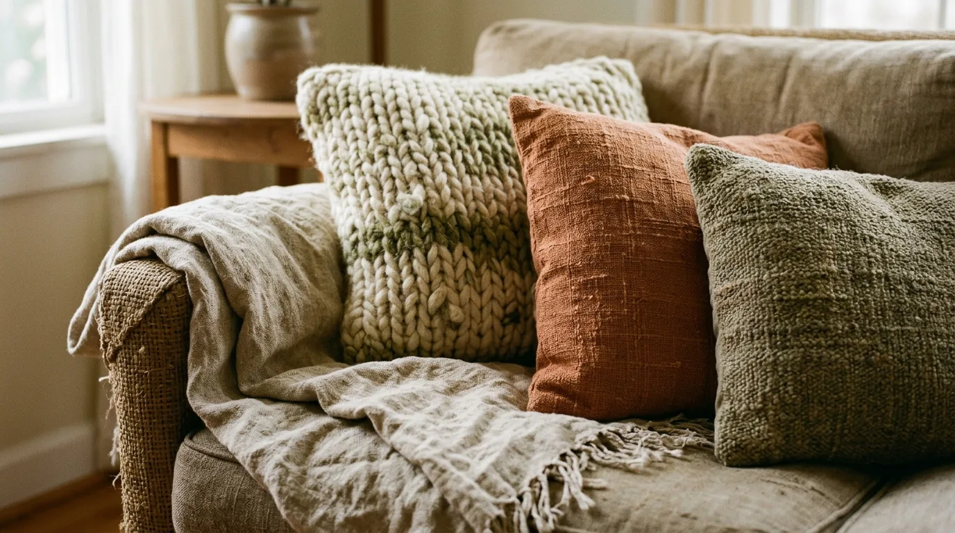 Layer earthy tones instead of bold contrast inspiration for an earthy living room.